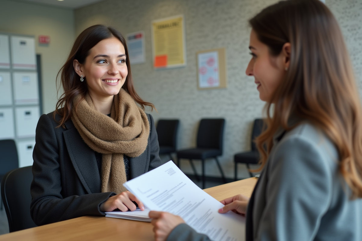 Jeune femme discutant avec une administratrice à l