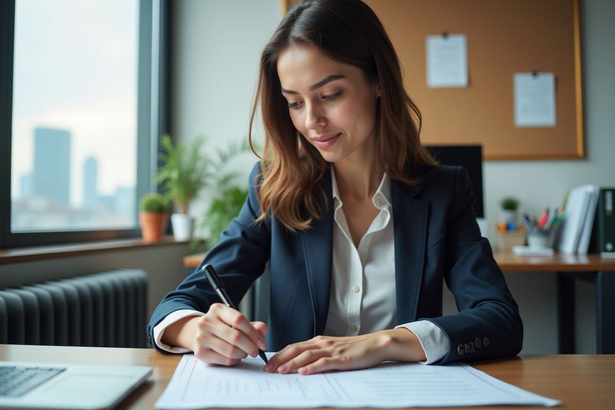 Jeune femme remplissant un formulaire de formation