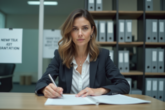 Femme en formation remplissant un formulaire d evaluation