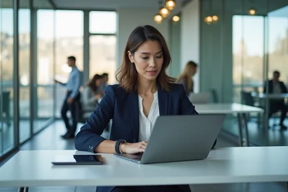 Femme professionnelle en coworking à Grenoble