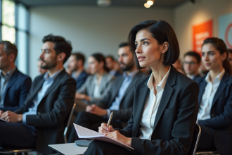 Femme professionnelle prenant des notes lors d'une formation