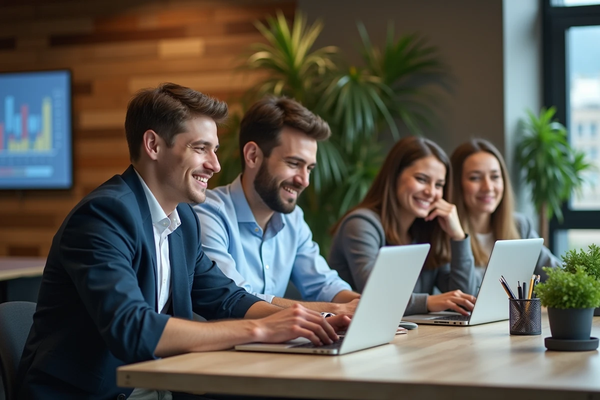 Groupe de jeunes professionnels collaborant ensemble