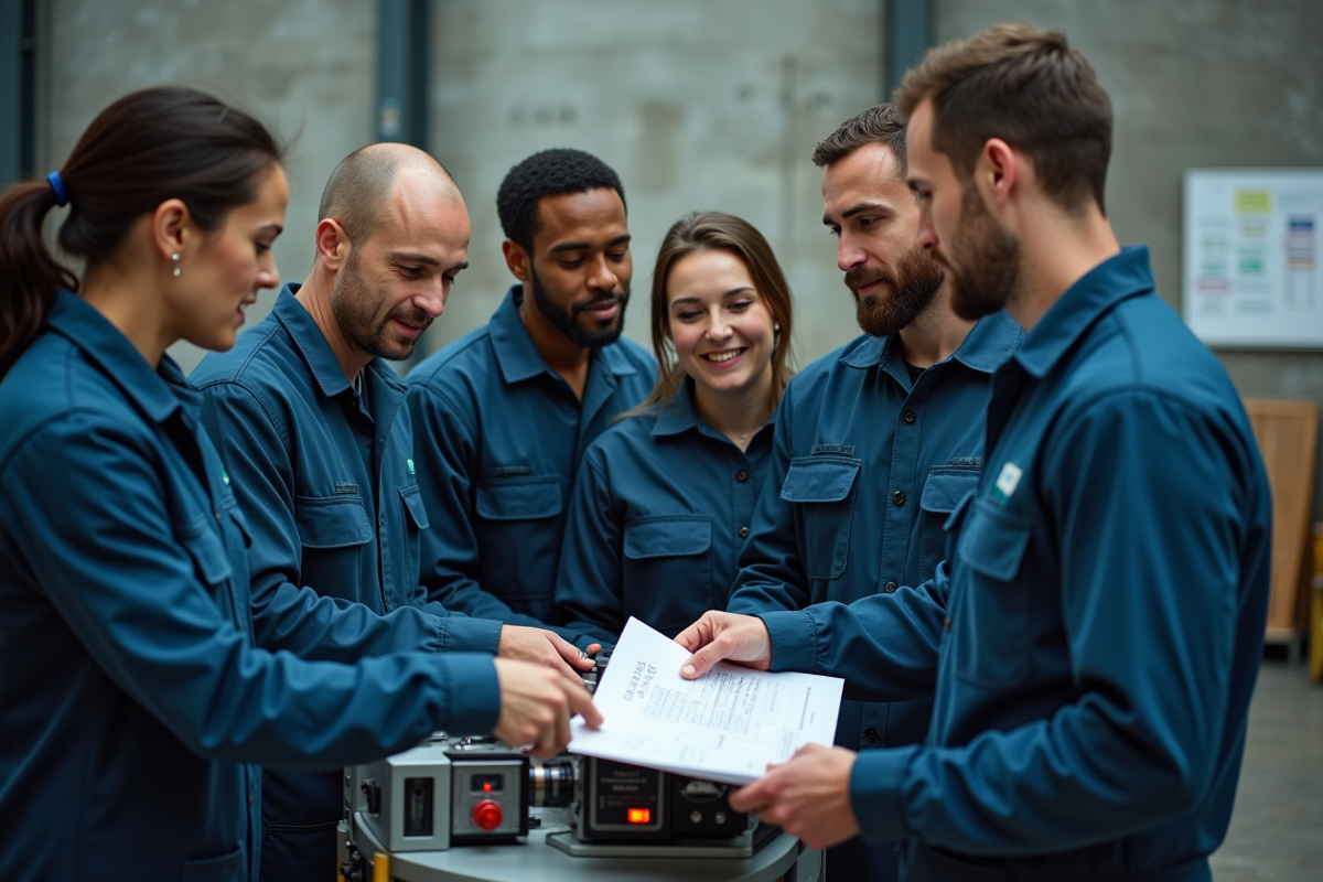 Groupe de professionnels en formation industrielle