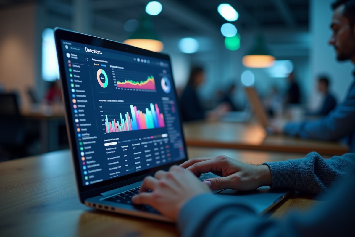 Mains travaillant sur un tableau de recrutement numérique