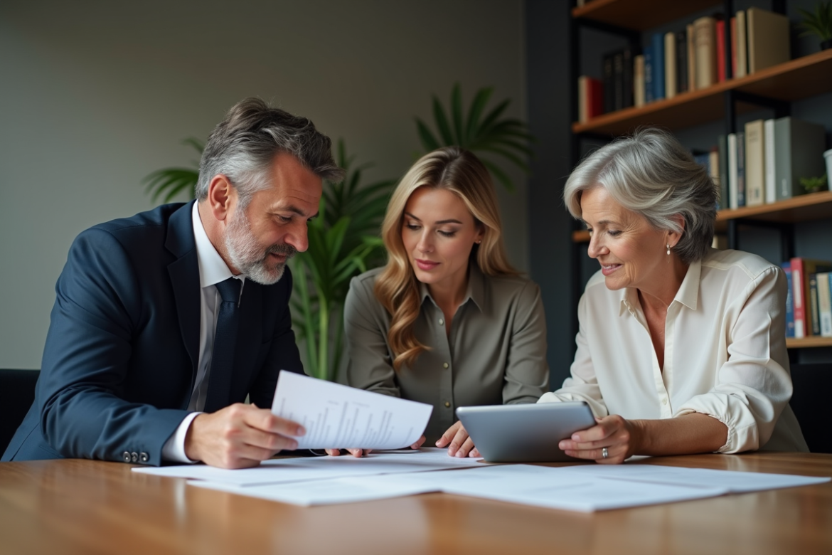 Trois professionnels autour d'une table en réunion